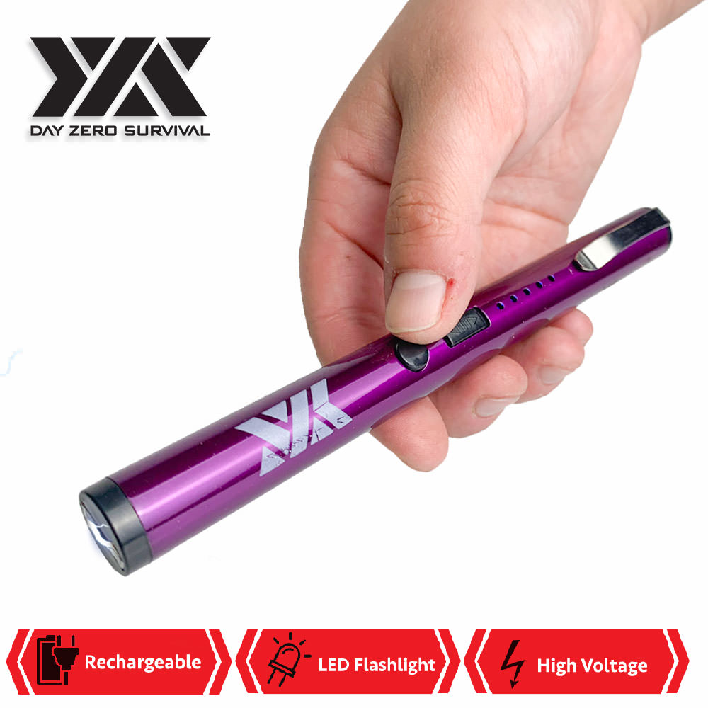 DZS Small Pen Sized 6 Inches Rechargeable Stun Gun Purple - Tophatter's Army Products & Self Defense Collectible Weapons - Tophatter Daily Deals